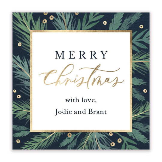 Christmas Fronds Square Gift Stickers